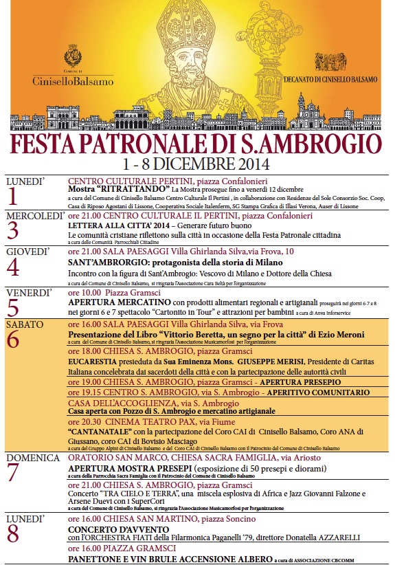 Festa patronale di Sant’Ambrogio: una settimana di eventi