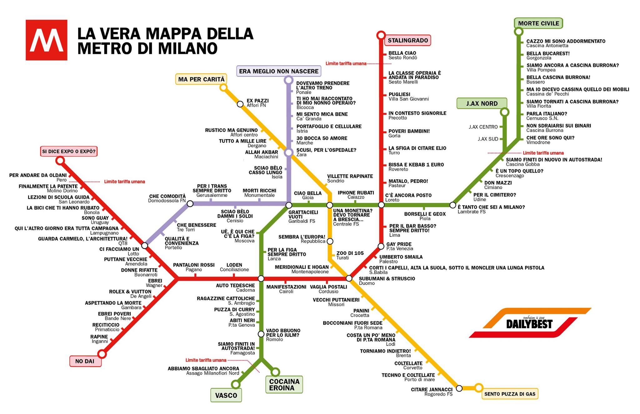 Stalingrado e j-Ax: ecco la “vera mappa” della metropolitana di Milano