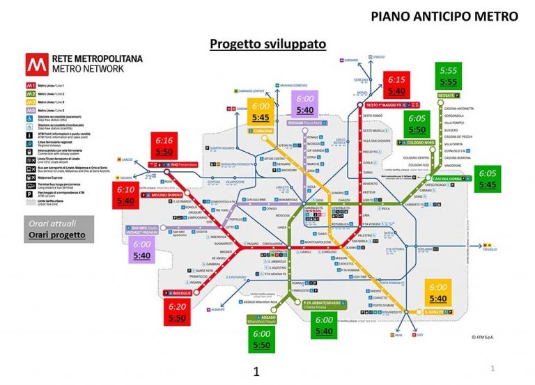 Metro Milano, partenza anticipate: ecco la mappa dei nuovi orari