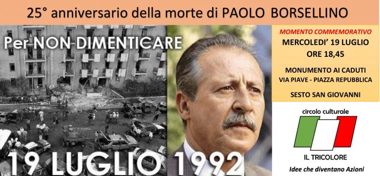 Sesto, commemorazione del 25esimo della morte di Paolo Borsellino