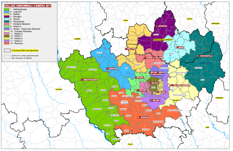 Elezioni Politiche, la mappa dei collegi del Nordmilano