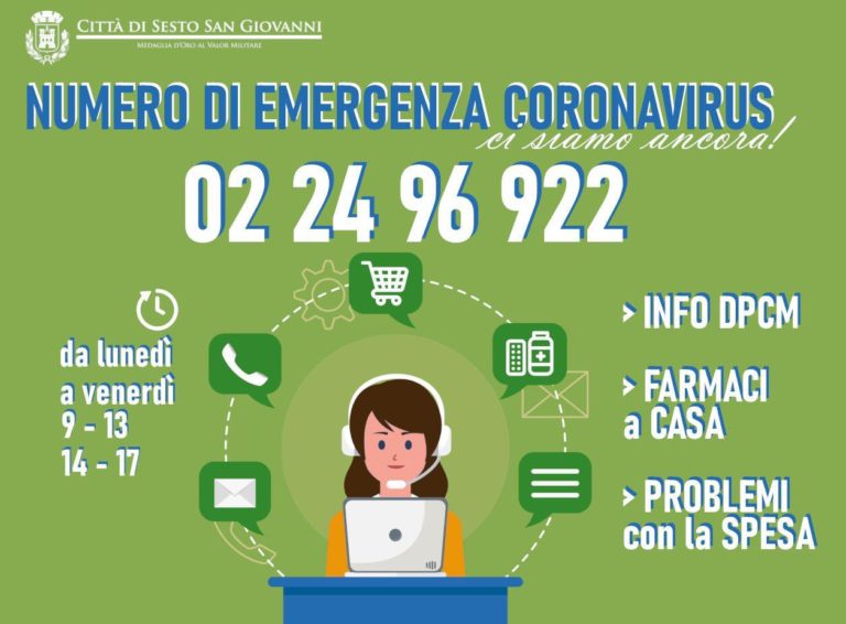 Sesto San Giovanni, riattivato il numero di emergenza coronavirus per la cittadinanza
