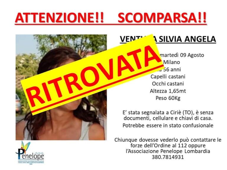 Milano, ritrovata la donna scomparsa