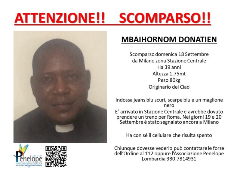 Milano, scomparso sacerdote originario del Ciad