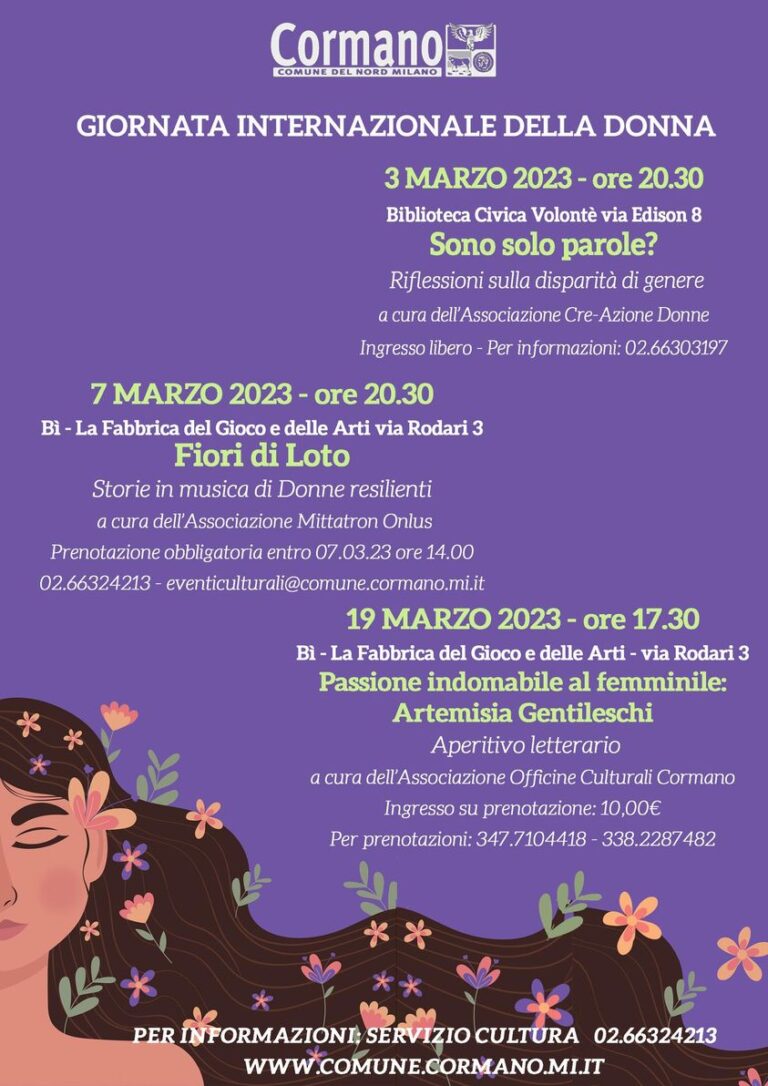 Cormano, tutte le iniziative per la Giornata internazionale della Donna