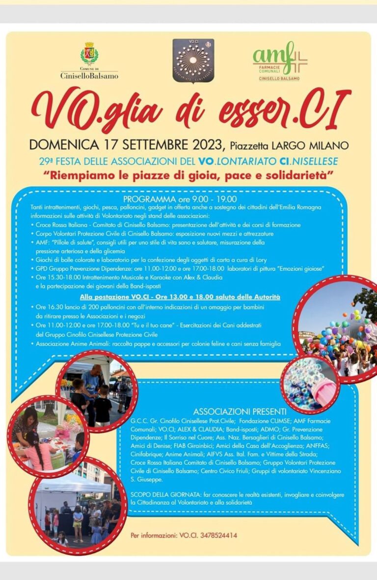 Cinisello Balsamo, la Festa del Volontariato al quartiere Crocetta