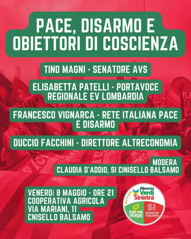 Cinisello Balsamo: un incontro su pace, disarmo e obiettori di coscienza