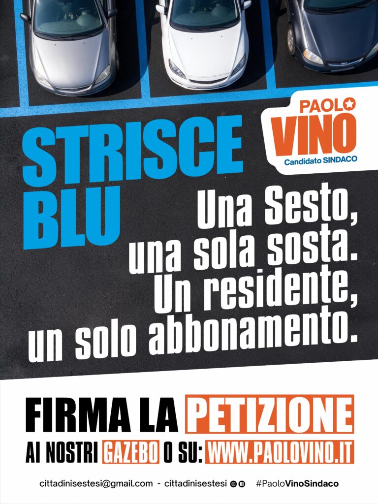 Sesto San Giovanni, strisce blu: al via la raccolta firme per avere una tariffa uguale per tutti i residenti